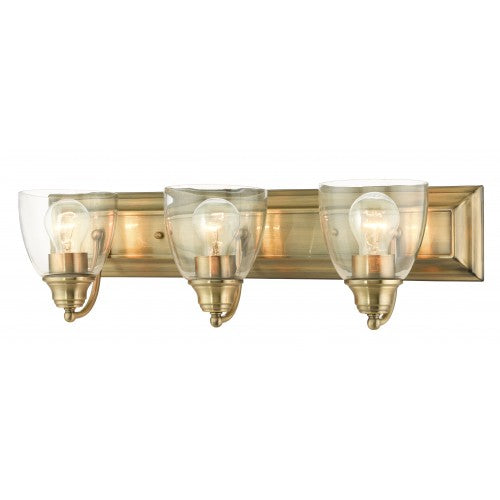 3 Light Antique Brass Vanity Sconce Livex