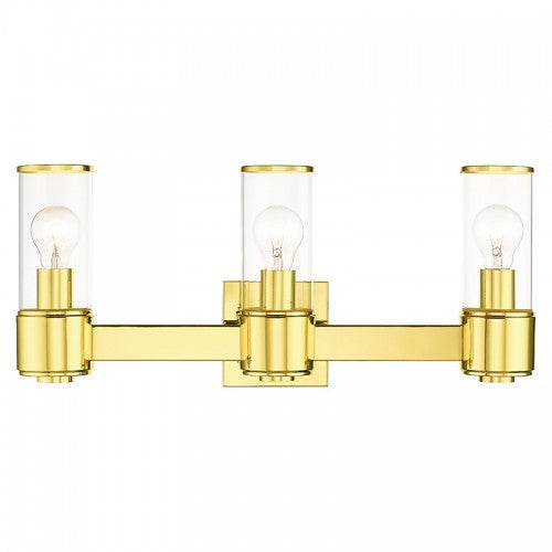 3 Light Polished Brass Vanity Sconce Livex