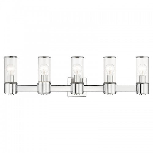 5 Light Polished Chrome Large Vanity Sconce Livex