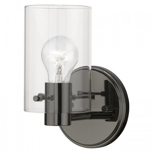 1 Light Black Chrome Single Sconce Livex