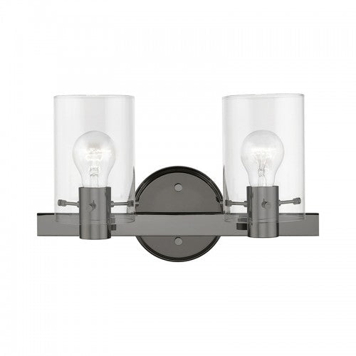 2 Light Black Chrome Vanity Sconce Livex