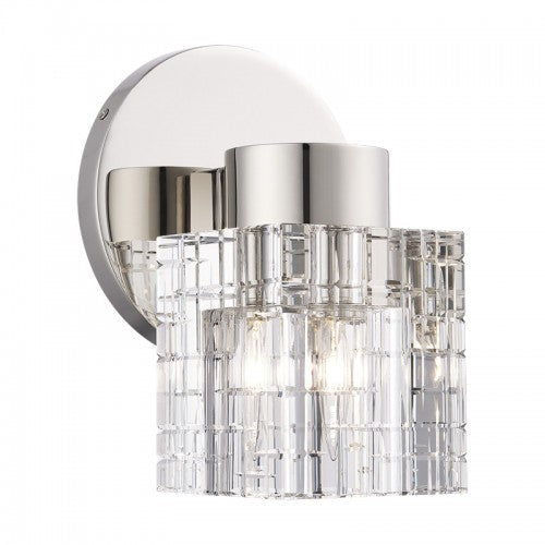 1 Light Polished Nickel Crystal Single Sconce Livex