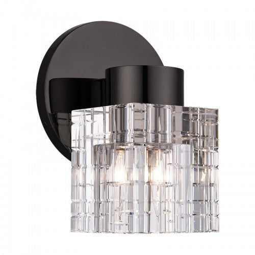 1 Light Black Chrome Crystal Single Sconce Livex