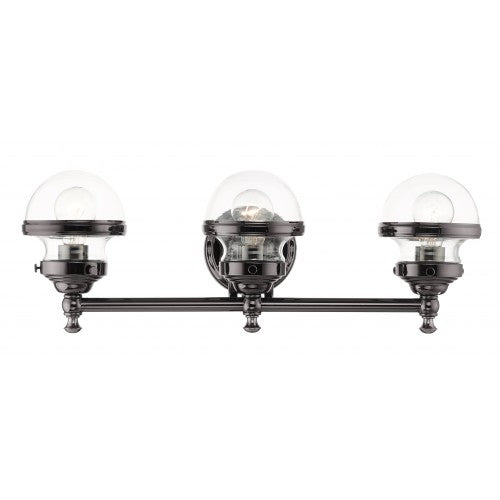 3 Light Polished Black Chrome Bath Vanity Livex