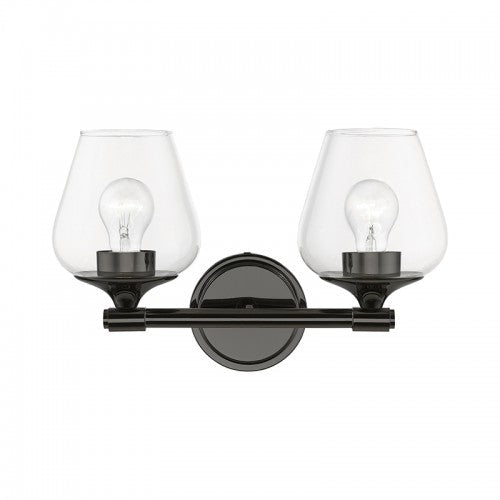 2 Light Black Chrome Vanity Sconce Livex