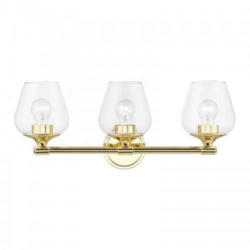 3 Light Polished Brass Vanity Sconce Livex