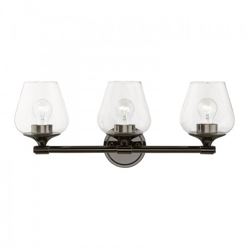 3 Light Black Chrome Vanity Sconce Livex