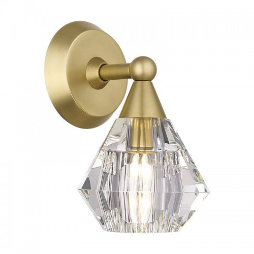 1 Light Natural Brass Crystal Single Sconce Livex