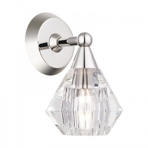 1 Light Polished Nickel Crystal Single Sconce Livex