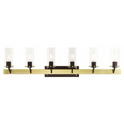 6 Light Satin Brass Vanity Sconce Livex