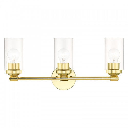 3 Light Polished Brass Vanity Sconce Livex