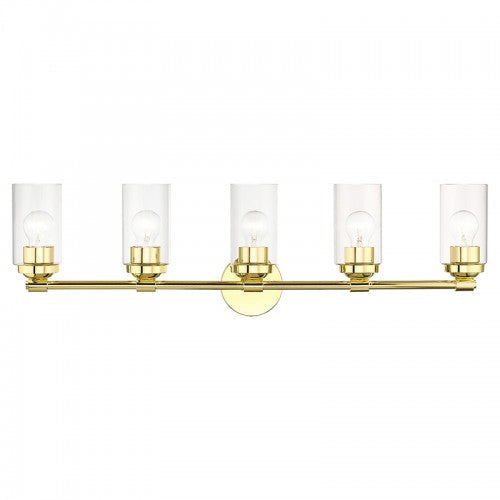 5 Light Polished Brass Large Vanity Sconce Livex