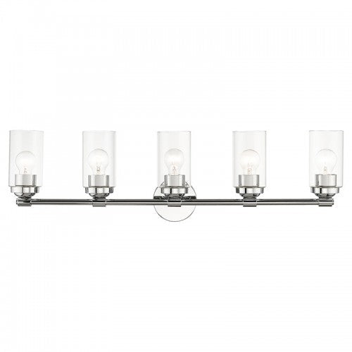 5 Light Polished Chrome Large Vanity Sconce Livex