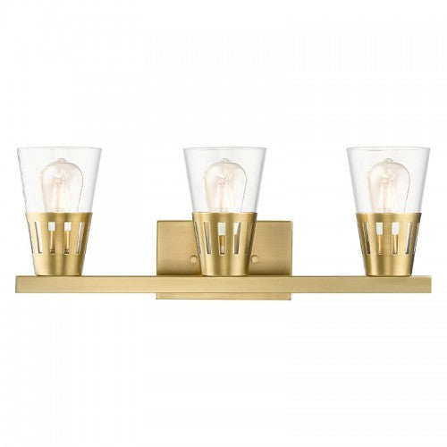 3 Light Natural Brass Vanity Sconce Livex