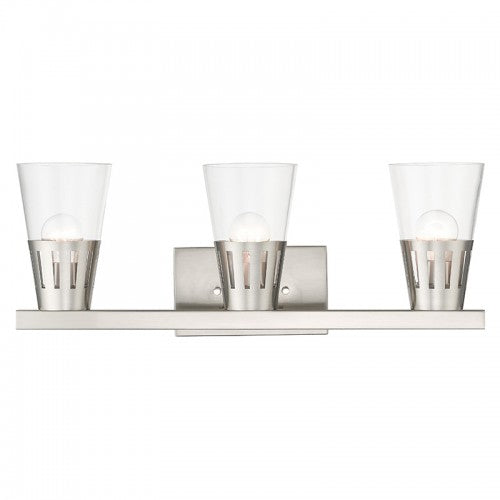 3 Light Brushed Nickel Vanity Sconce Livex