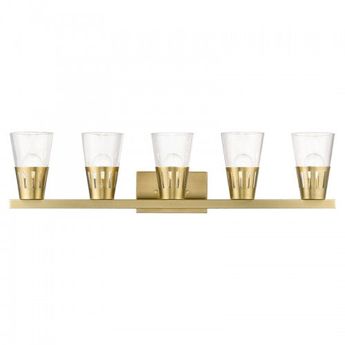 5 Light Natural Brass Large Vanity Sconce Livex