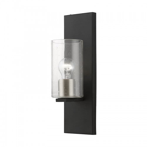 1 Light Black with Brushed Nickel Accents Wall Sconce Livex