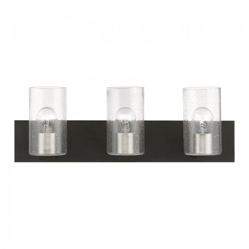 3 Light Black with Brushed Nickel Accents Vanity Sconce Livex