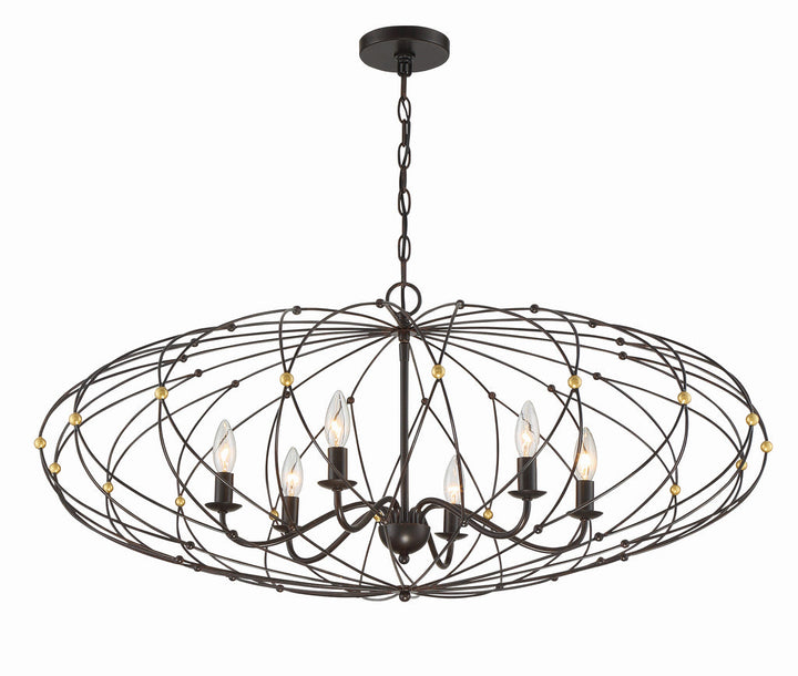 Zucca 6 Light English Bronze + Antique Gold Chandelier Crystorama