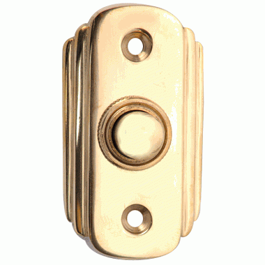 2 1/2 Inch Solid Brass Art Deco Doorbell Button (Polished Brass Finish) COPPER MOUNTAIN HARDWARE