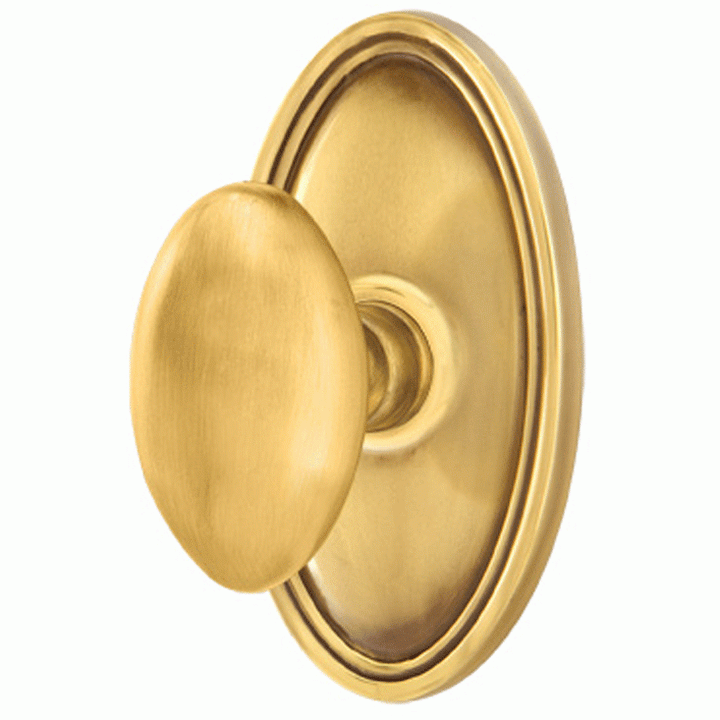 EMTEK Emtek Solid Brass Egg Door Knob Set With Oval Rosette