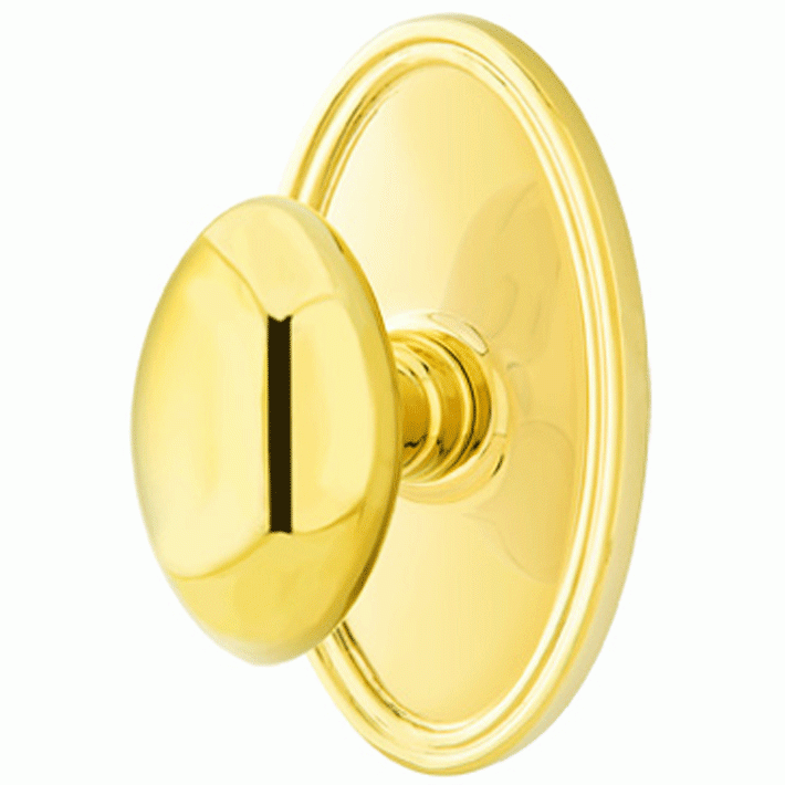 EMTEK Emtek Solid Brass Egg Door Knob Set With Oval Rosette