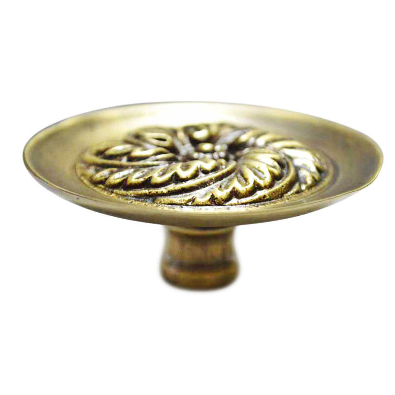 COPPER MOUNTAIN HARDWARE 2 1/2 Inch Solid Brass Swirled Knob (Antique Brass Finish)