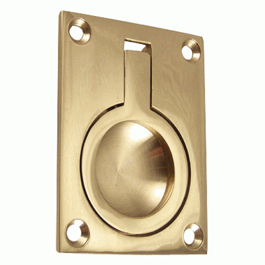 DELTANA 2 1/2 Inch Solid Brass Traditional Flush Ring Pull (Polished Brass)