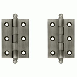 2 1/2 Inch x 1 11/16 Inch Solid Brass Cabinet Hinges (Antique Nickel Finish) DELTANA