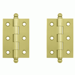 2 1/2 Inch x 1 11/16 Inch Solid Brass Cabinet Hinges (Polished Brass Finish) DELTANA