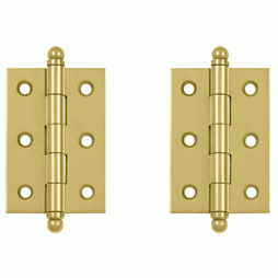 2 1/2 Inch x 1 11/16 Inch Solid Brass Cabinet Hinges (Polished Brass Finish) DELTANA