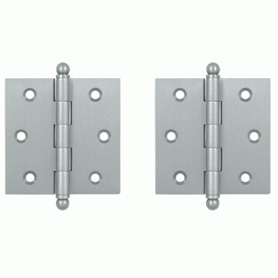 DELTANA 2 1/2 Inch x 2 1/2 Inch Solid Brass Cabinet Hinges (Brushed Chrome Finish)