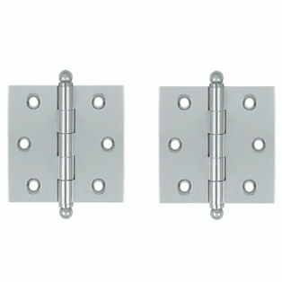 DELTANA 2 1/2 Inch x 2 1/2 Inch Solid Brass Cabinet Hinges (Brushed Chrome Finish)