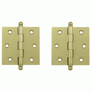 DELTANA 2 1/2 Inch x 2 1/2 Inch Solid Brass Cabinet Hinges (Unlacquered Brass Finish)