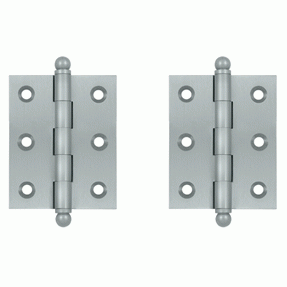 DELTANA 2 1/2 Inch x 2 Inch Solid Brass Cabinet Hinges (Brushed Chrome Finish)