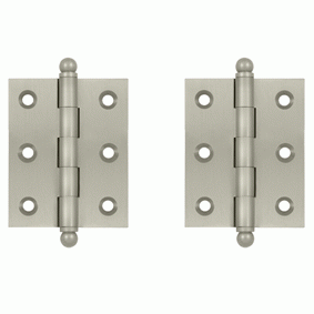 2 1/2 Inch x 2 Inch Solid Brass Cabinet Hinges (Brushed Nickel Finish) DELTANA