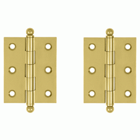 DELTANA 2 1/2 Inch x 2 Inch Solid Brass Cabinet Hinges (Polished Brass Finish)