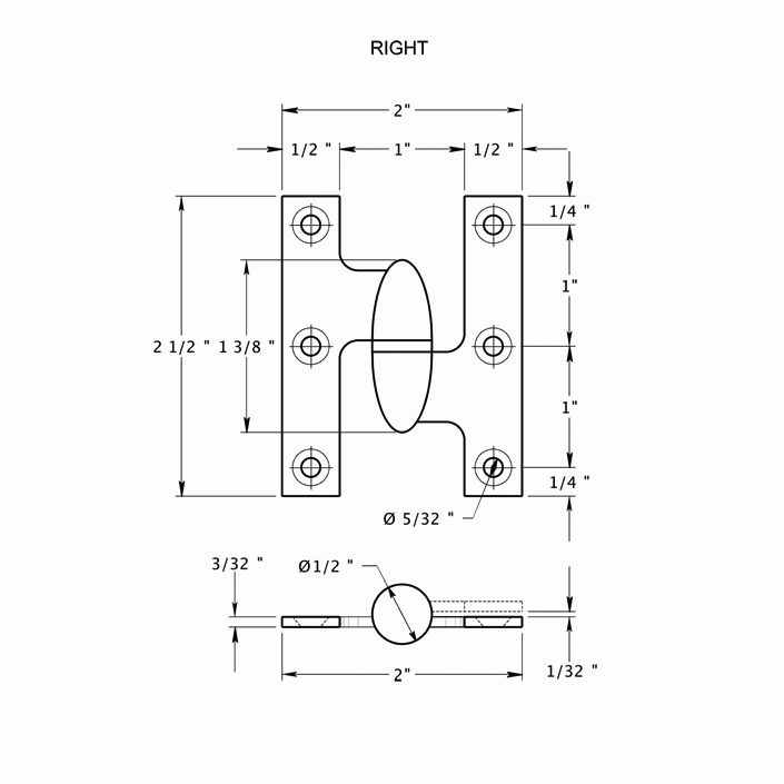 DELTANA 2 1/2 Inch x 2 Inch Solid Brass Olive Knuckle Hinge (Brushed Chrome)