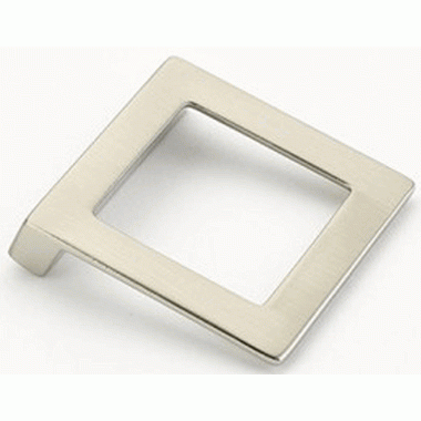 SCHAUB 2 1/4 Inch (1 1/4 Inch c-c) Finestrino Angled Square Pull (Brushed Nickel Finish)