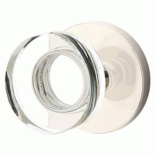 EMTEK Modern Disc Crystal Door Knob Set With Disk Rosette (Several Finishes)