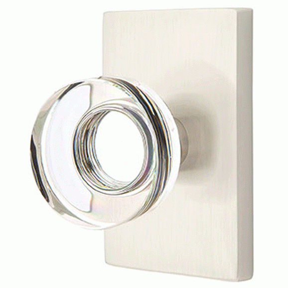 EMTEK Emtek Modern Disc Crystal Door Knob Set Modern Rectangular Rosette