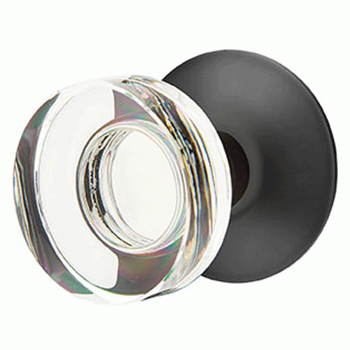 EMTEK Modern Disc Crystal Door Knob Set With Modern Rosette (Many Finishes)