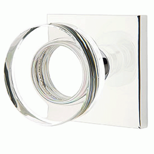 EMTEK Modern Disc Crystal Door Knob Set With Square Rosette (Many Finishes)