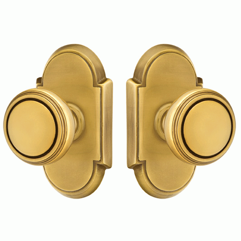 EMTEK Solid Brass Norwich Door Knob Set With # 8 Rosette