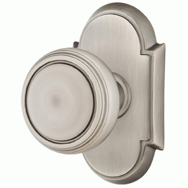 EMTEK Solid Brass Norwich Door Knob Set With # 8 Rosette