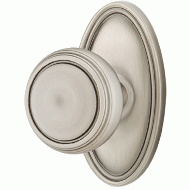 EMTEK Solid Brass Norwich Door Knob Set With Oval Rosette