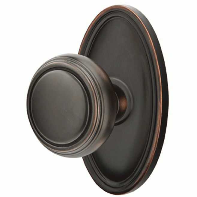 EMTEK Solid Brass Norwich Door Knob Set With Oval Rosette