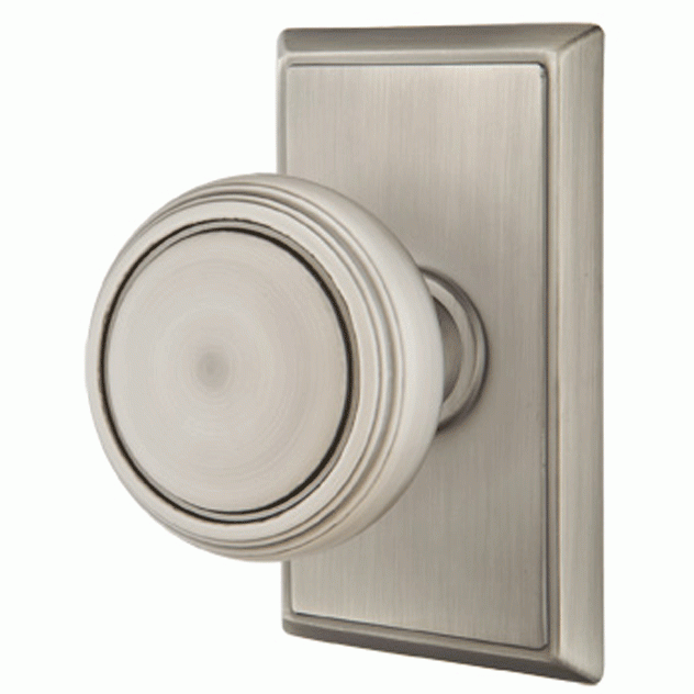 EMTEK Solid Brass Norwich Door Knob Set With Rectangular Rosette