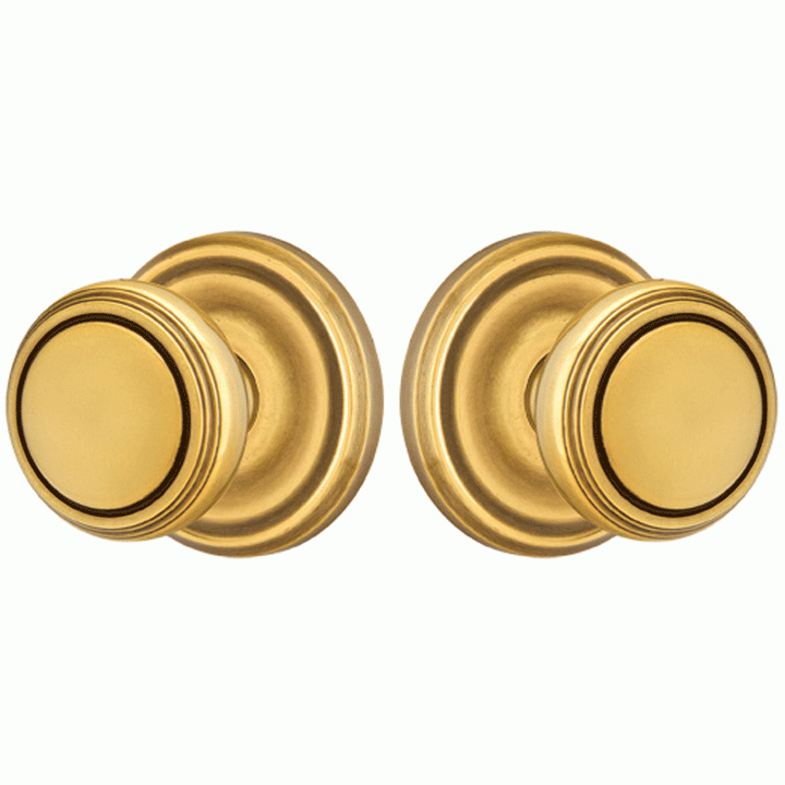 EMTEK Solid Brass Norwich Door Knob Set With Regular Rosette