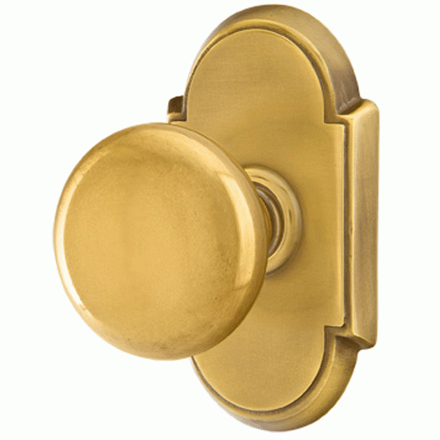 EMTEK Solid Brass Providence Door Knob Set With # 8 Rosette